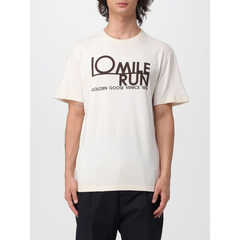 Golden Goose Men Golden Goose Crewneck Cotton T-Shirt With Contrasting Logo